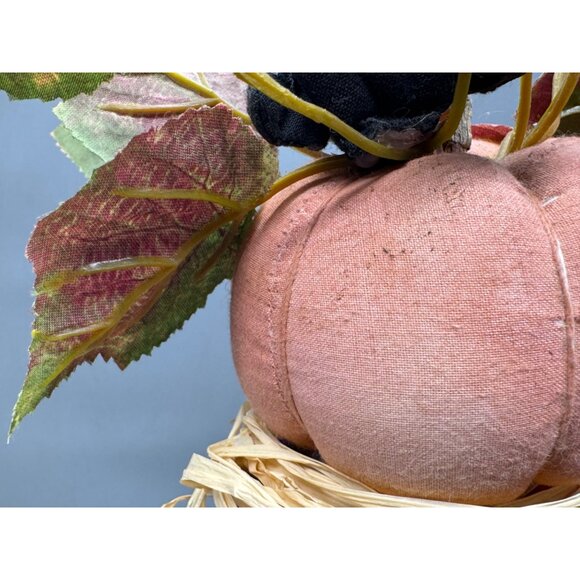 Handcrafted Pumpkin Scarecrow Fall Decoration Purple Orange Halloween figurine - Picture 10 of 13